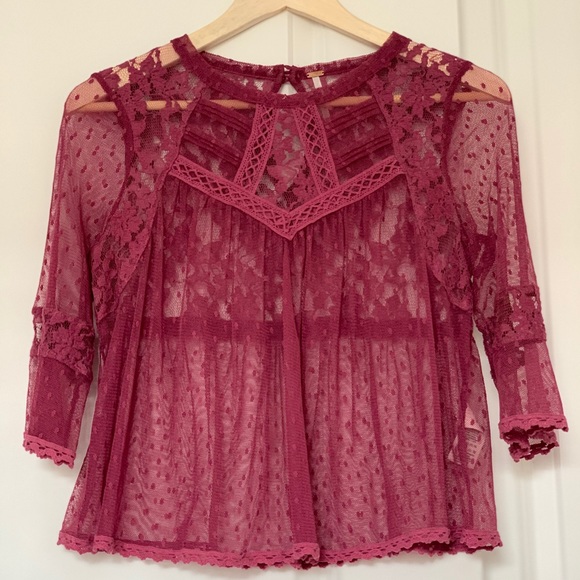 Free People Tops - Free People  Sheer Lace Top